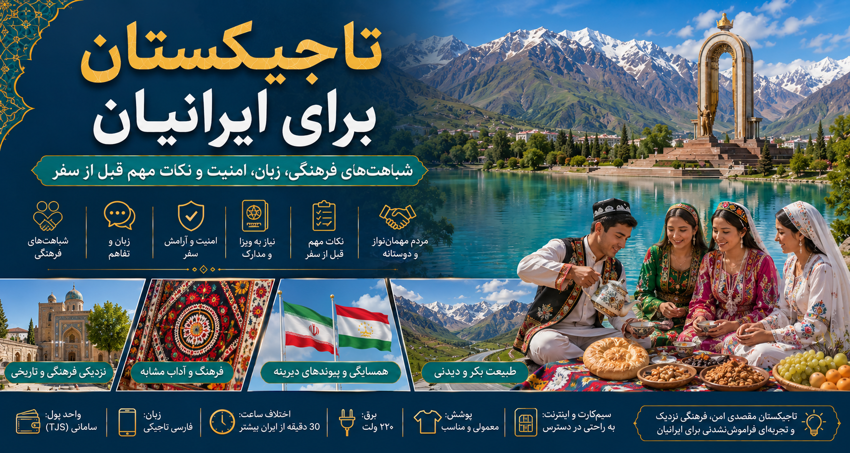 فصل دهم: تاجیکستان برای ایرانیان؛ شباهت‌های فرهنگی، زبان، امنیت و نکات مهم قبل از سفر